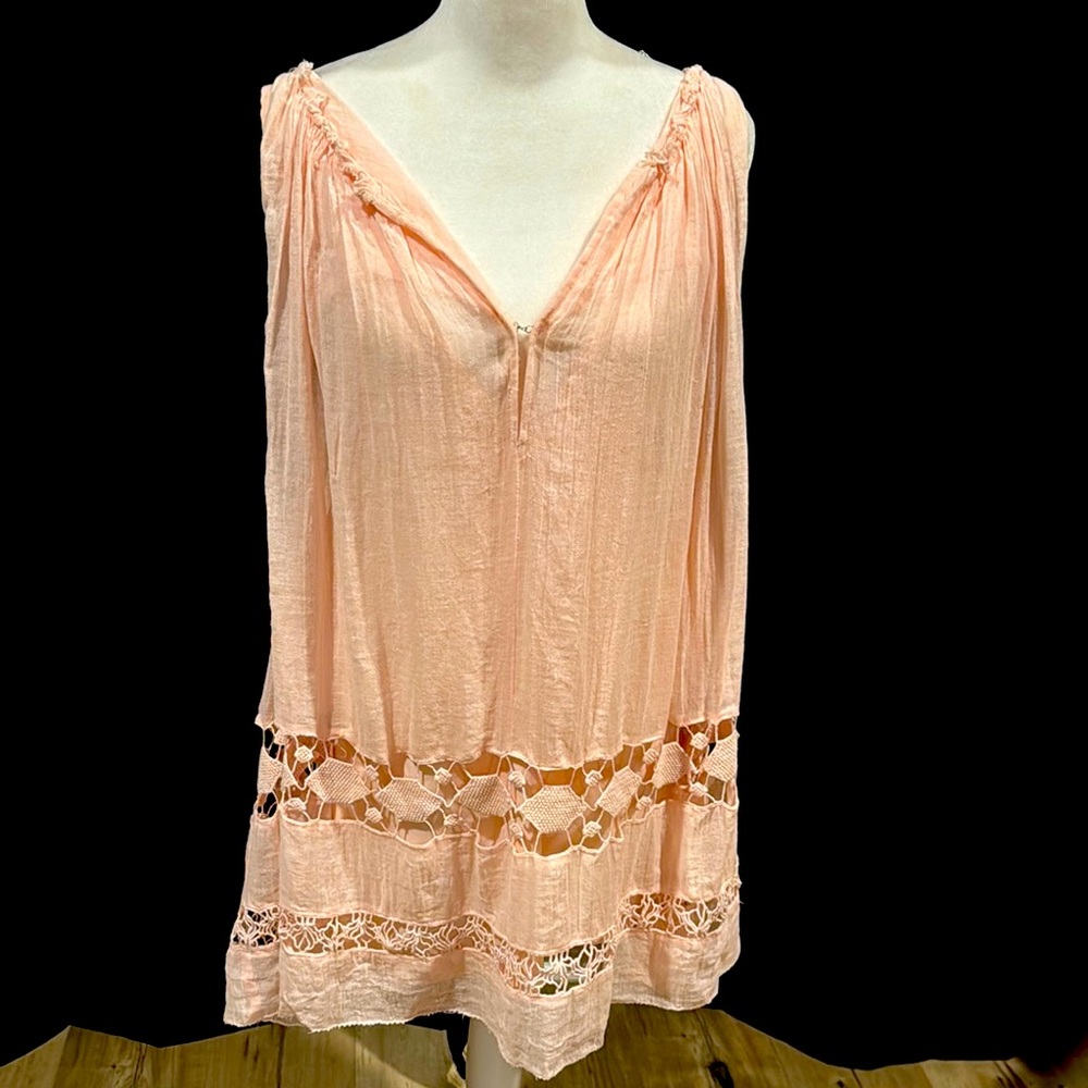 Peach Lace Trim Women's Top